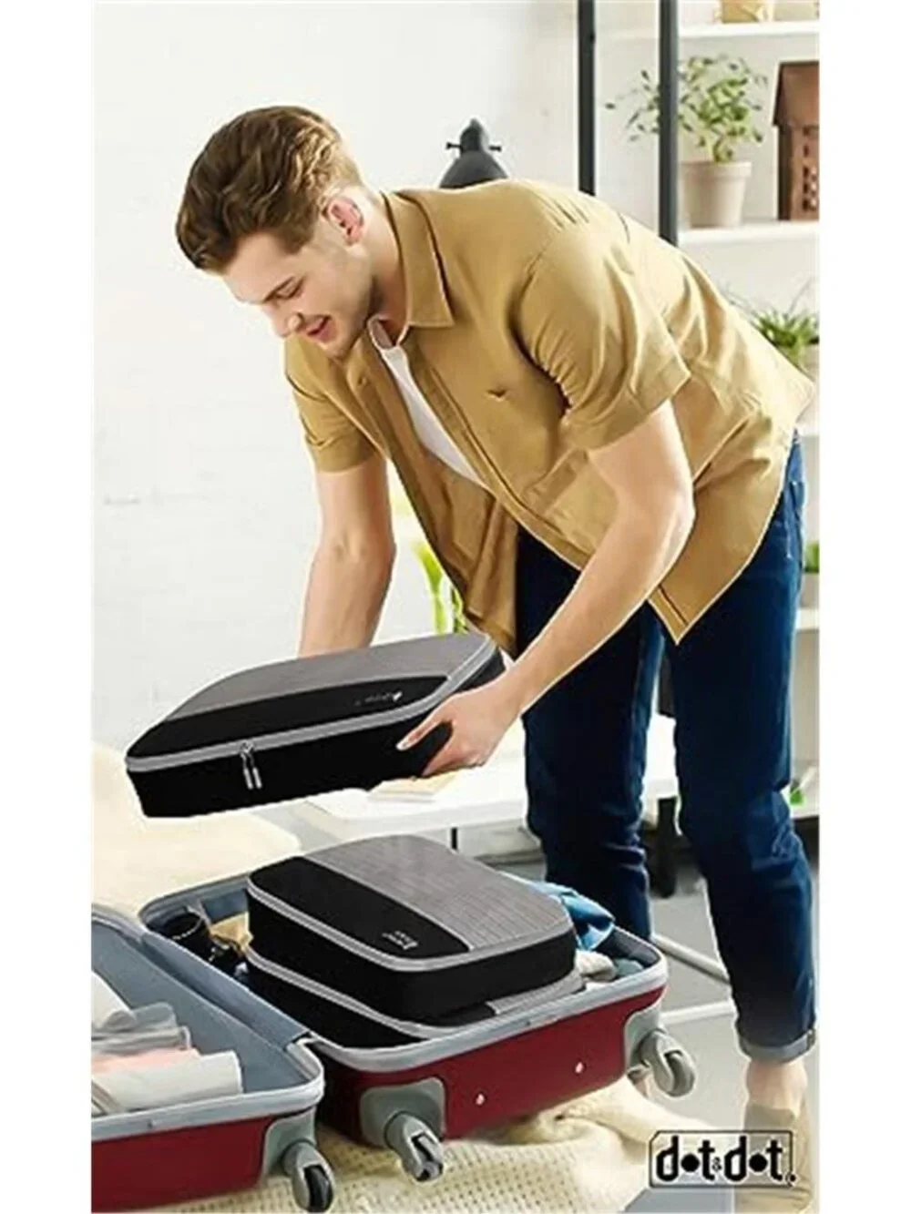 4 Pc Packing Cubes Set Travel Suitcase Organizer Mesh Luggage Storage Bags Black